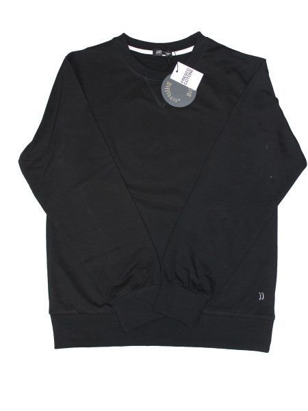 FELPA girocollo in fresco cotone - nero