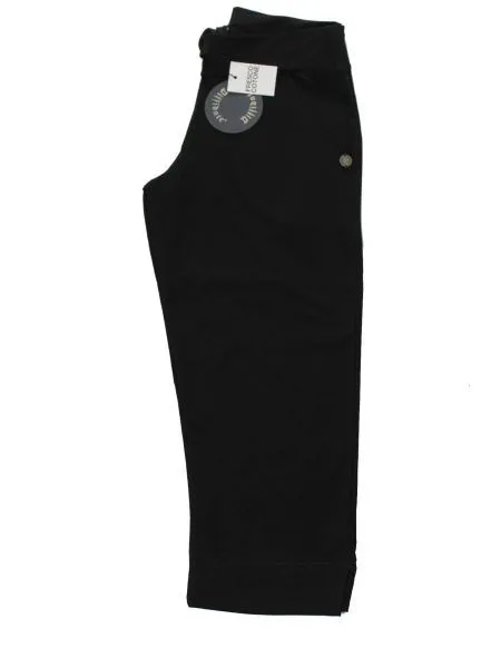 Pinocchietto in fresco cotone con spacchetto - nero