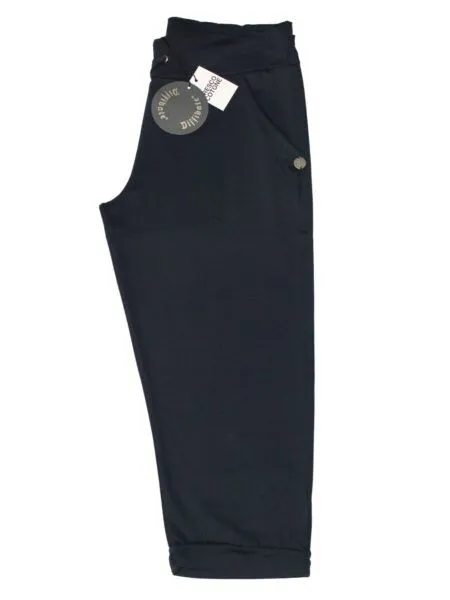 Pinocchietto in fresco cotone con risvolto - blu