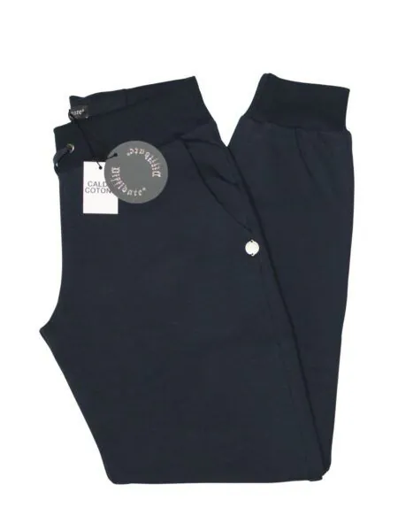 Pantalone in caldo cotone con polsino - blu