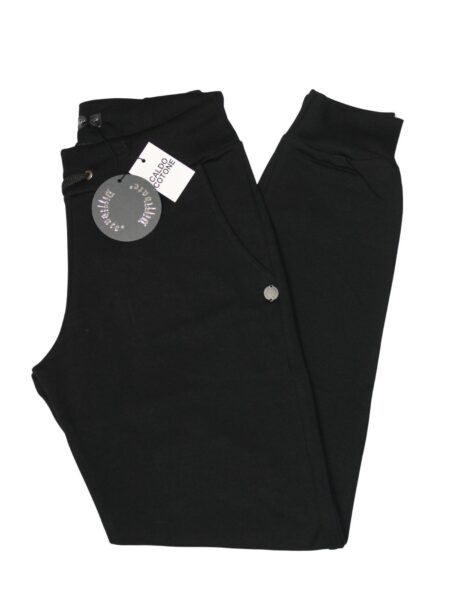 Pantalone in caldo cotone con polsino - nero