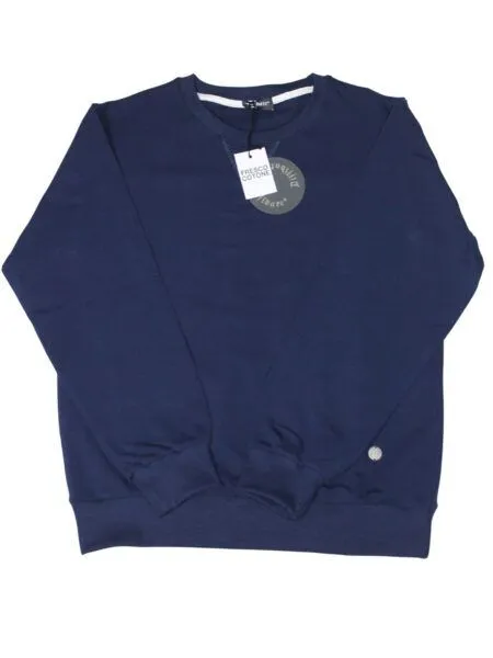 FELPA girocollo in fresco cotone - indaco