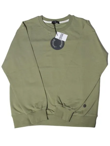 FELPA girocollo in fresco cotone - verde oliva