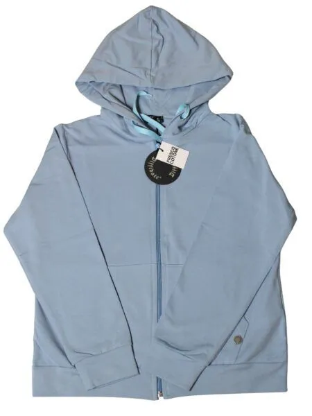 Giubbino in fresco cotone con cappuccio - celeste