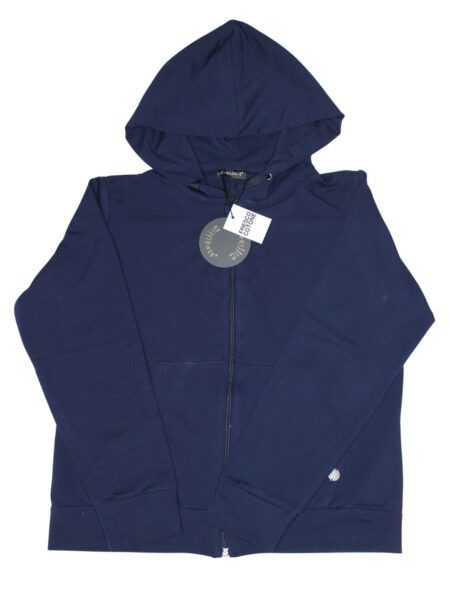 Giubbino in fresco cotone con cappuccio - indaco