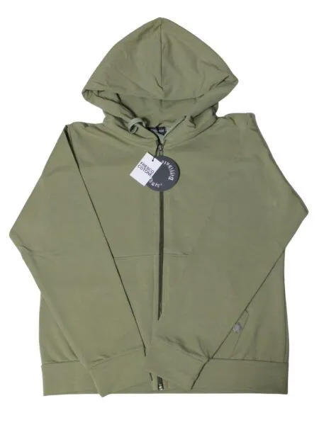 Giubbino in fresco cotone con cappuccio - verde oliva