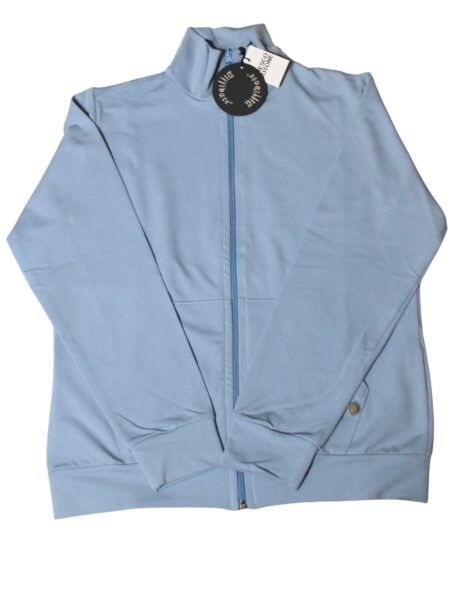 Giubbino in fresco cotone con fascione - celeste