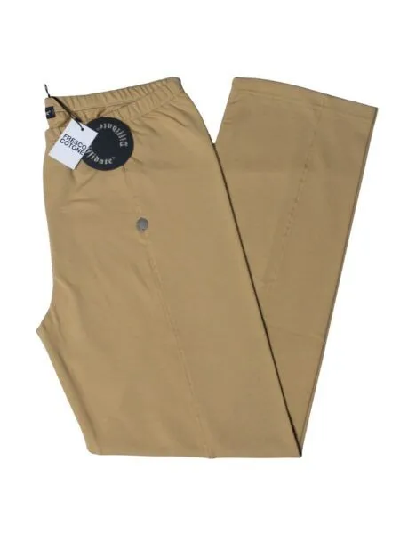 Pantalone in fresco cotone con piega - beige