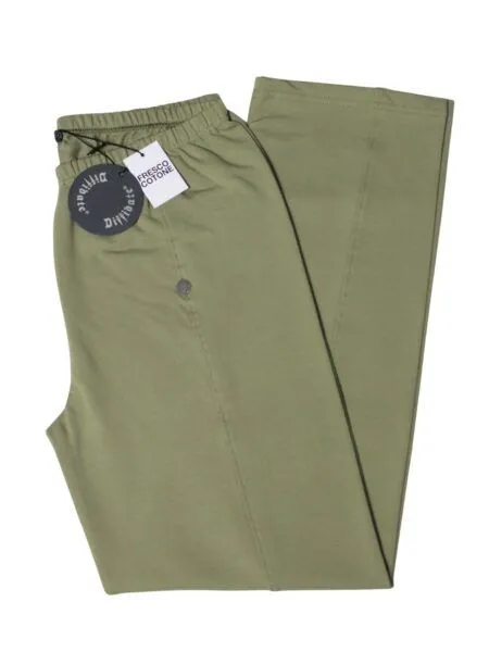 Pantalone in fresco cotone con piega - verde oliva