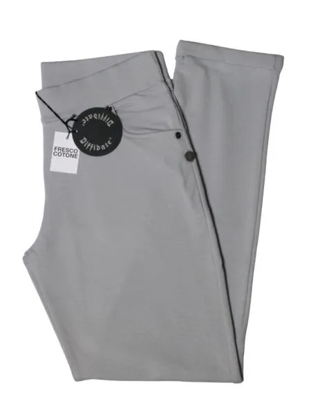 Pantalone in fresco cotone modello jeans - ghiaccio