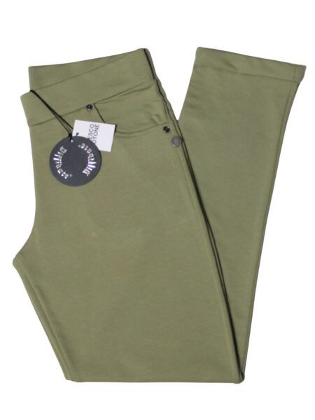 Pantalone in fresco cotone modello jeans - verde oliva