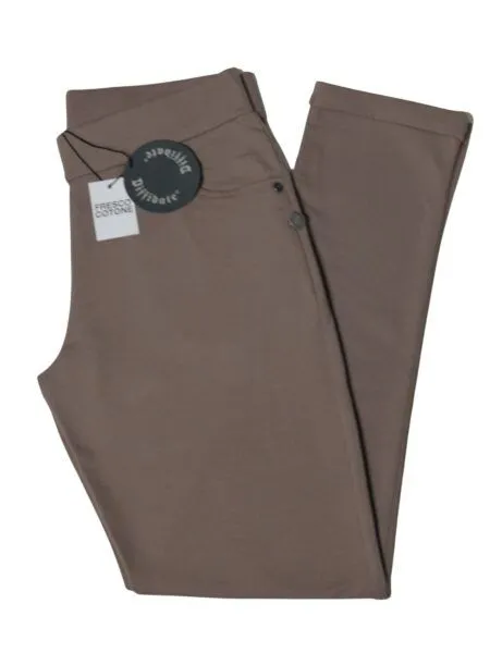 Pantalone in fresco cotone modello jeans - tortora