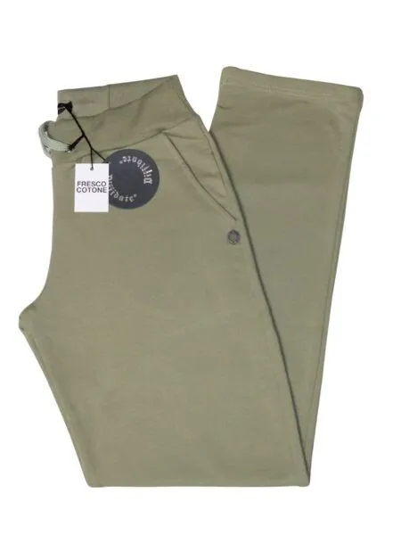 Pantalone in fresco cotone dritto - verde oliva