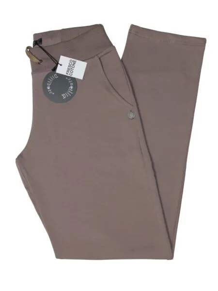 Pantalone in fresco cotone dritto - tortora