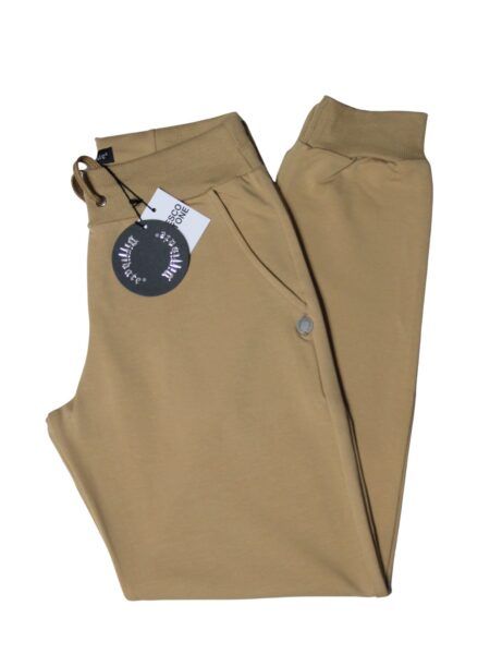 Pantalone in fresco cotone con polsino - beige