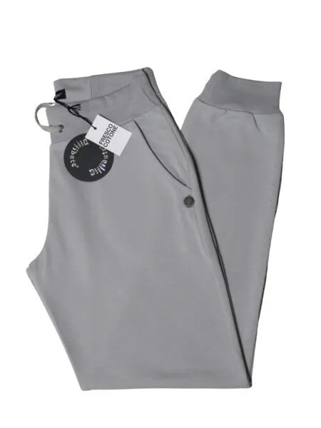 Pantalone in fresco cotone con polsino - ghiaccio