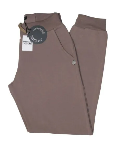 Pantalone in fresco cotone con polsino - tortora