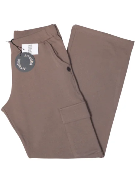 Pantapalazzo cargo in fresco cotone -tortora
