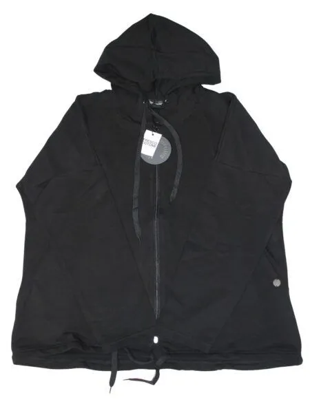 Giubbino con cappuccio in fresco cotone OVER - nero