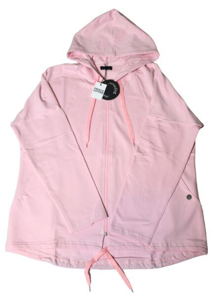 Giubbino con cappuccio in fresco cotone OVER - rosa tenue