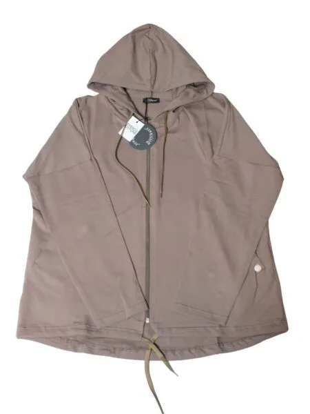 Giubbino con cappuccio in fresco cotone OVER - tortora