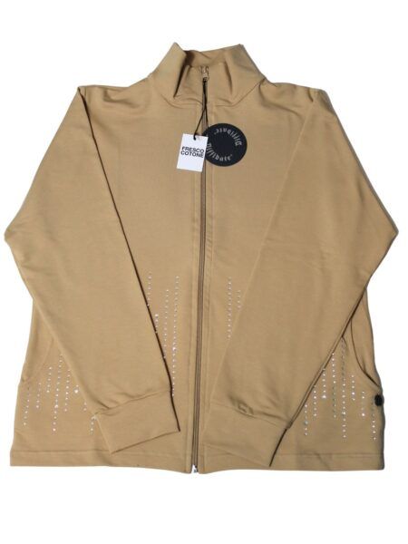 Giubbino in fresco cotone  con strass - beige