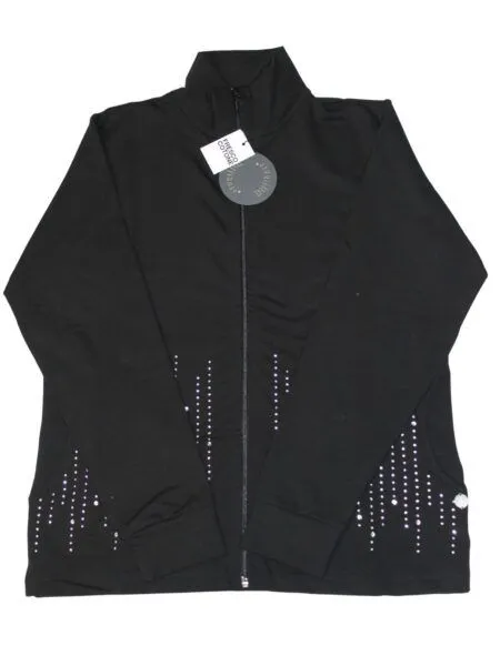 Giubbino in fresco cotone  con strass - nero