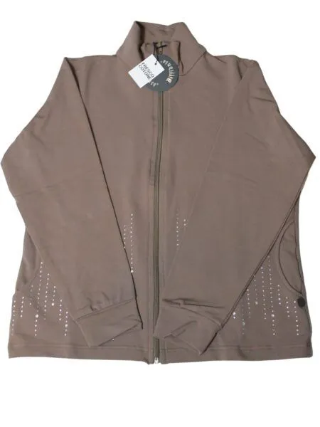 Giubbino in fresco cotone  con strass - tortora