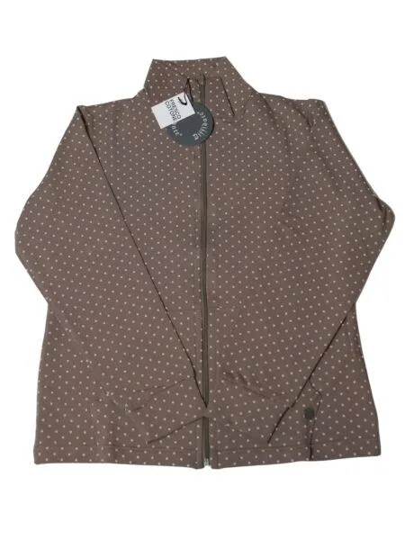 Giubbino in fresco cotone  a pois - tortora