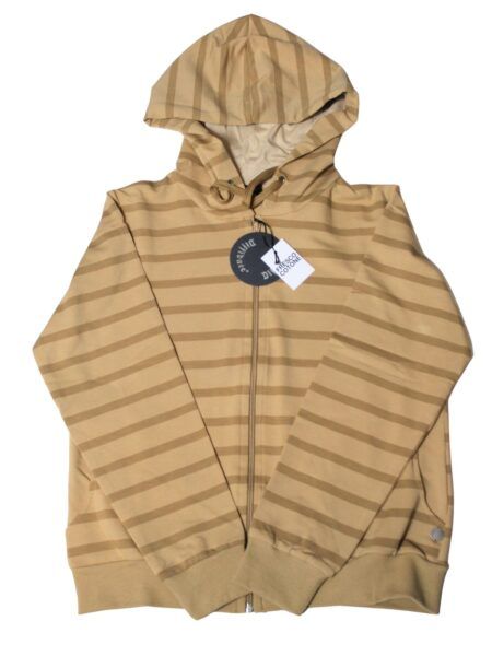 Giubbino in fresco cotone con cappuccio rigato - beige