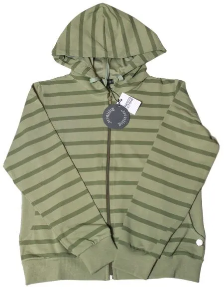 Giubbino in fresco cotone con cappuccio rigato - verde oliva