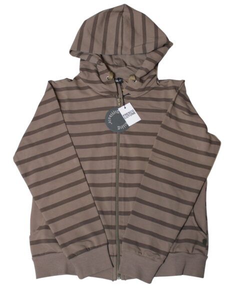 Giubbino in fresco cotone con cappuccio rigato - tortora