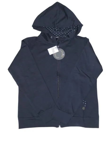 Giubbino in fresco cotone con cappuccio a pois - blu