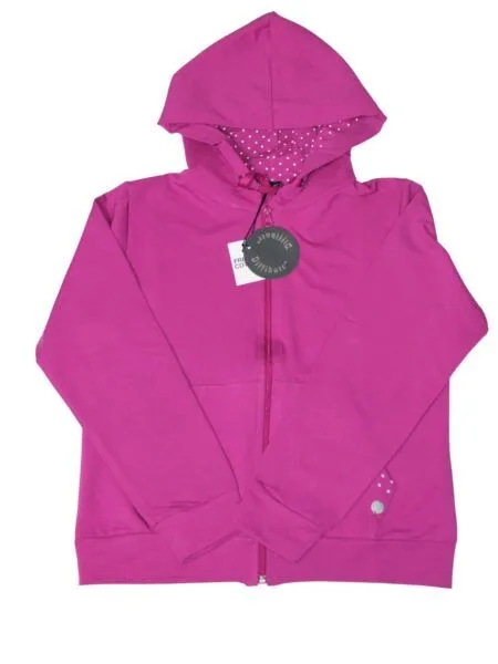 Giubbino in fresco cotone con cappuccio a pois - orchidea