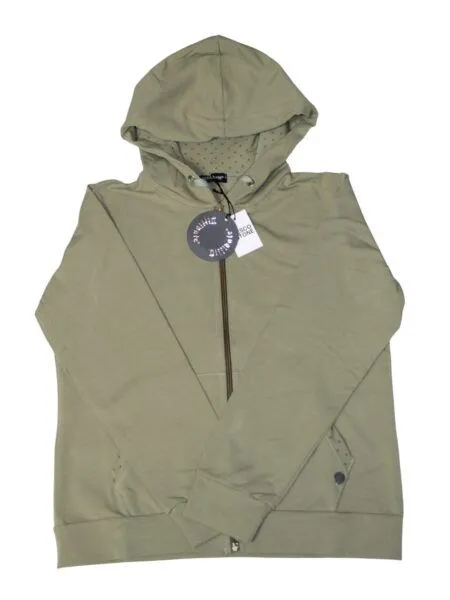 Giubbino in fresco cotone con cappuccio a pois - verde oliva