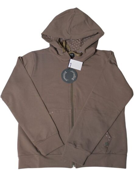 Giubbino in fresco cotone con cappuccio a pois - tortora