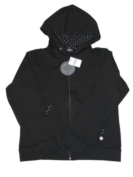 Giubbino in fresco cotone con cappuccio a pois - nero