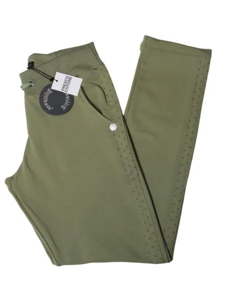 Cotton pants with polka dot band - green