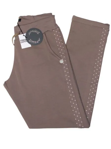 Cotton pants with polka dot band - dove grey