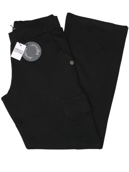 Pantapalazzo cargo in fresco cotone - nero