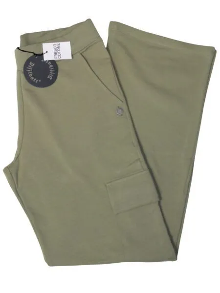 Pantapalazzo cargo in fresco cotone - verde oliva