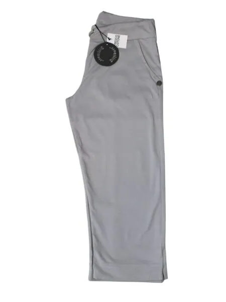 Pinocchietto in fresco cotone con spacchetto - ghiaccio