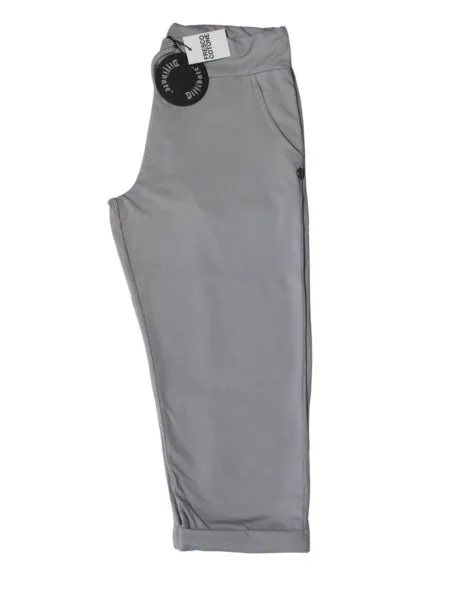 Pinocchietto in fresco cotone con risvolto - ghiaccio