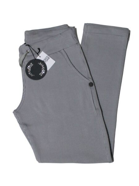 Pantalone in fresco cotone stampa righe - grigio