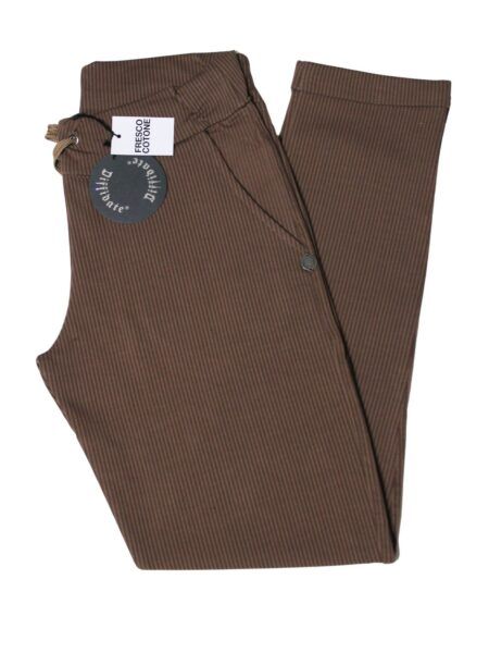 Pantalone in fresco cotone stampa righe - tortora