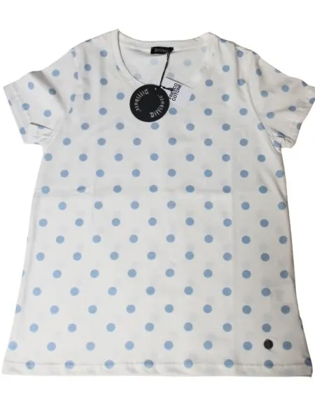 T-shirt a pois - celeste