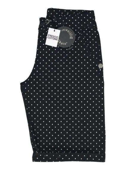 BERMUDA in fresco cotone a pois - nero