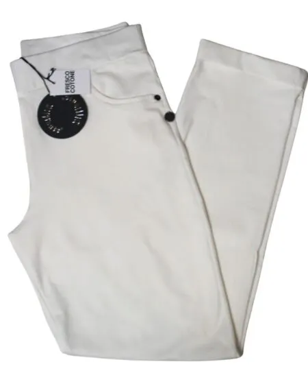 Pantalone in cotone leggerissimo modello jeans - bianco