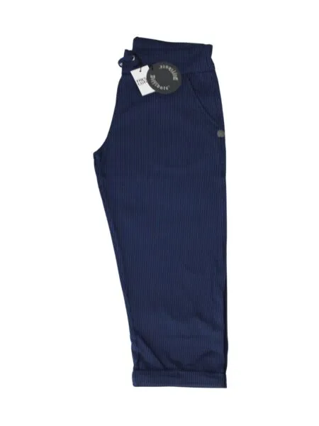 Pinocchietto in fresco cotone a righe - blu