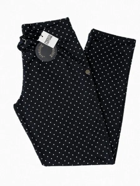 Pantalone in cotone leggerissimo stampa pois - nero
